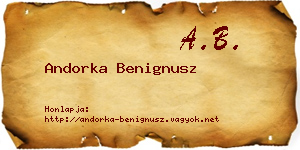 Andorka Benignusz névjegykártya